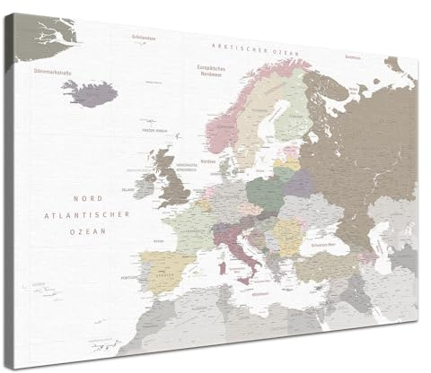 LANA KK Europakarte Pinnwand Leinwand White Deutsch 100 × 70 cm