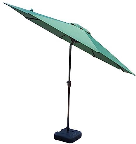 WYRMB Parasol de jardin à long manche, tête secouable, colonne en fer, avec base de réservoir, 9 pieds, 8 nervures, manivelle ouverte, base remplissable