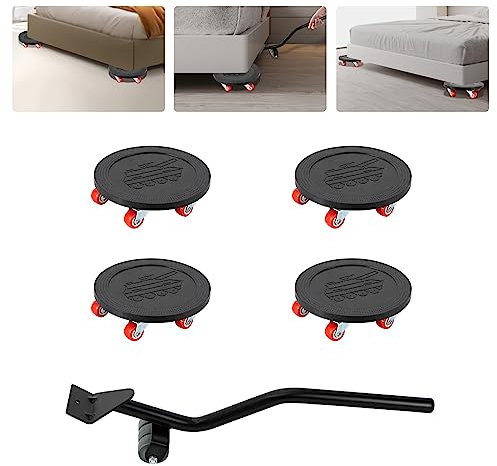 4 Stück Möbel Transportrollen Set, 360° Drehbar Transporthilfe Möbelheber mit Lastenheber Möbeltransportrollen, 6 Räder Möbelgleiter für Schwere Möbel, 500 KG Maximale Tragkraft