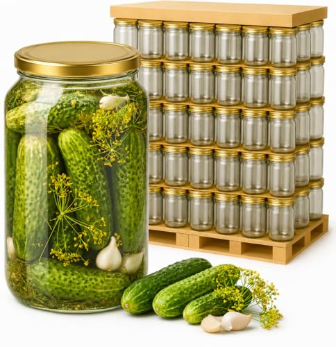 MIKONI 24 Stück Einweckgläser 900 ml mit Twist-Off-Deckel Gold Einmachglas Schraubglas Konservengläser Einmachgläser Vorratsgläser Schraubdeckel (24 Stück)