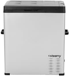 Steamy-E Single Zone 75, Elektrische Kompressor-Kühlbox, 64 Liter, 12V/230V, zum Kühlen und Gefrieren, Für Camping, Silber