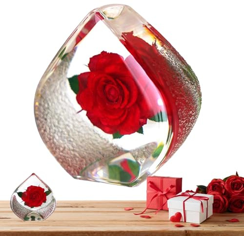 Rosa eterna in resina, rose vere in resina, souvenir in resina, decorazione da scrivania, per casa, ufficio, camera da letto, soggiorno