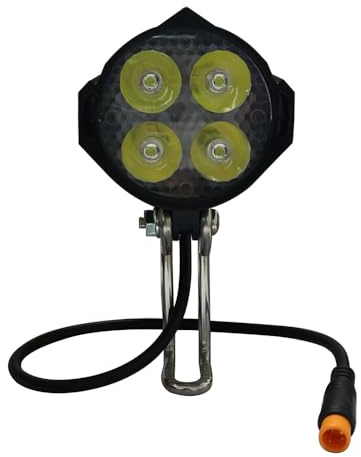 EBike LED Headlight 36V 48V Bike Front Light with Built-in Horn 4 Lights 3 Pin Connector for Night Riding Waterproof Bicycle Horn Headlight for E-Scooter