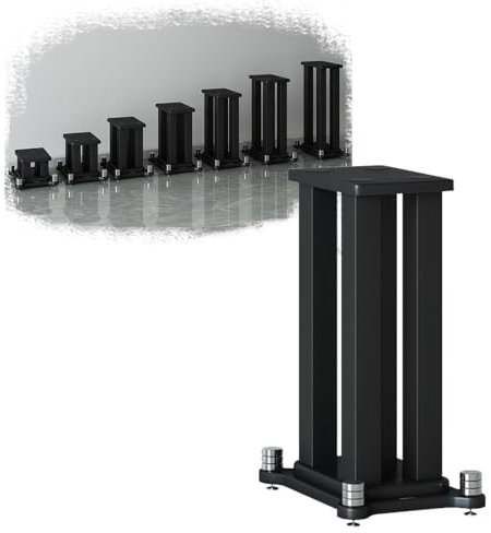 IMUNKT Soportes De Altavoces Negro Mueble Equipo HiFi Estante AV Rack De Audio De 80cm Madera Y Metal para Satélite Y Pequeños Altavoces De Estantería(Black,25x30x30cm)