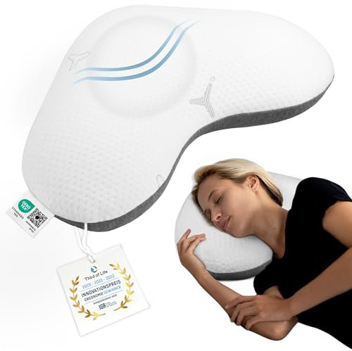 Oreiller Ergonomique Twist avec Housse innovante Intense, Oreiller en Mousse à mémoire de Forme Contre Les douleurs cervicales, Coussin Cervical pour Dormir sur le côté & hypoallergénique (Gris)