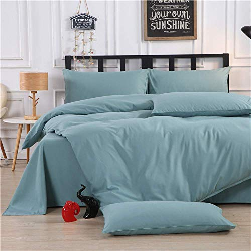 CWZZWS Lit à Double lit Blanc bucao inn Couvre à Couette Blanche Couleur Unie Solide dortoir Couverte de Couette 4 pièces Double Reine King Size Couvre-Couverture Plate à taquets Plats (c Roi)
