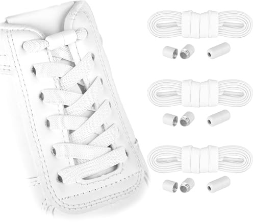 Owelth 3 Paar Elastische Schnürsenkel ohne Binden, Schnürsenkel mit Schnellverschluss Kapseln, Schuhbänder Schleifenlose Schnürlos, Polyester Shoelaces für Wanderschuhe Sneaker Stiefel