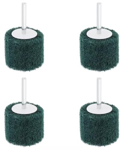 ChgImposs 4pcs 6mm Shank Flap Fiber Grinding Head Wheel Abrasive Mini Brush Drill Scouring Pad Nylon Polishing Grind Head Tools for Metal Clean