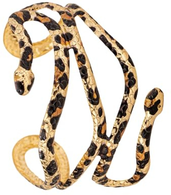 Vdaxvme Exquisita pulsera de serpiente con patrón de leopardo, pulsera de apertura ajustable, accesorio de muñeca único, SizeApprox.6cm/2.36inch, Metal