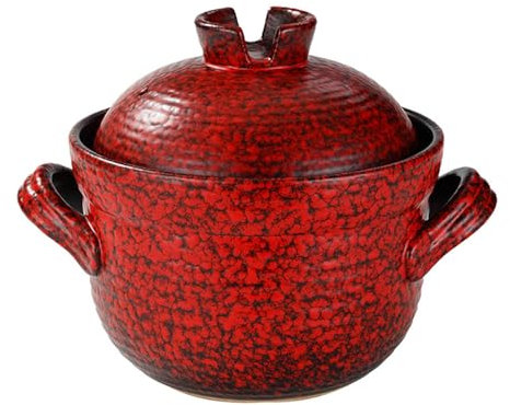 Vnook Cazuela, cazuela de cerámica, cazuelas Rojas, cazuela con Tapa, cazuela de Barro, guiso de cerámica doméstico, for cocinar Sopa de Restaurante en casa(3000ml)