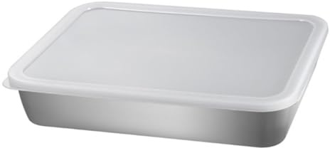 UTHCLO Teglia da Forno Rettangolare 23x17x5 Cm in Acciaio Resistente Griglia Integrata e Coperchio per Cucina Domestica, Panetteria e Barbecue Set 3 Pezzi