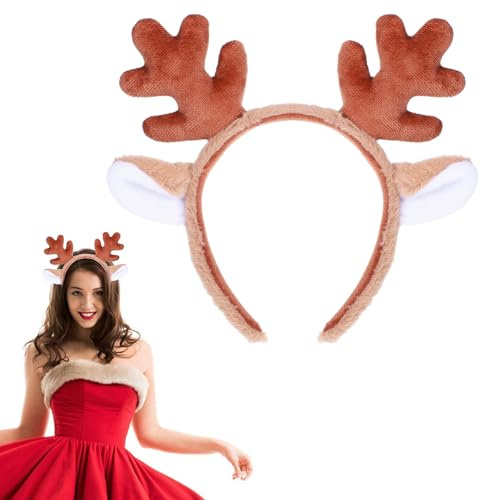 HaiFafafaing Rentiergeweih Haarreif, Geweih Weihnachts Kopfschmuck für Weihnachten Karneval Halloween Party Cosplay Kostüm Accessoire 1 Stück