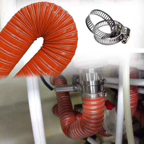 Flexible HVAC Ducting Hose with Clamps, 6 Heat Resistant Silicone Vent for Grow Tents, Factories & Tunnels, 19.7ft Black & Red Exhaust Duct, Durable Air Ventilation Solution