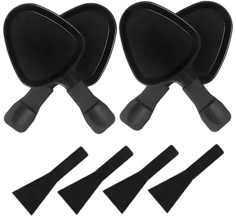 Padella per raclette in metallo per formaggio raclette da 4 pezzi con spatola in nylon, padella triangolare di ricambio per formaggio, dessert, contorno