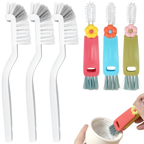 6 Stück Wasserflaschen-Reinigungsbürsten-Set mit 3 In 1 Flaschenbürste | und 3 Reinigungsbürste – Ideal für Flaschen, Becher und Mehrzweck Becherdeckel-Reinigungsbürste – Praktisches Haushaltsset