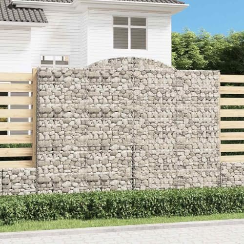 Runheo Paniers à gabions arqués en Fer galvanisé 4 pcs 300x50x220/240 cm pour Murs de soutènement Jardin, Bordures décoratives, barrières insonorisantes et espaces extérieurs