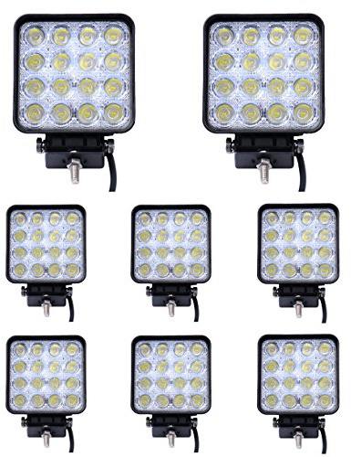 Greenmigo 8 Stücke 48W Led Scheinwerfer Offroad Lampe Flood Arbeitsscheinwerfer LED Arbeitslicht 12V 24V Zusatzscheinwerfer Rückfahrscheinwerfer für Traktor Bagger SUV - 60 Grad Wasserdicht IP67 4320LM