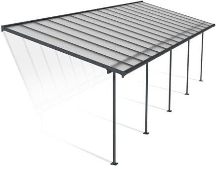 Canopia by Palram Terrassenüberdachung Alu Sierra 3X9.15 Polycarbonat Hohlkammerplatten Pergola 924 x 295 cm Grau zur Überdachung ihrer Terrasse