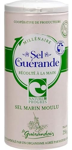 Le Guérandais Millénaire Sel Marin Moulu de Guérande Récolté à la Main 250g (lot