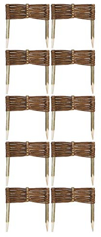 10 x Bordura da Giardino in Vimini - 10 cm x 30 cm – Steccato Decorativo, Bordo per Aiuole, Prato e Orto, Recinzione con Pioli in Faggio per Fiori, Verdure e Sentieri