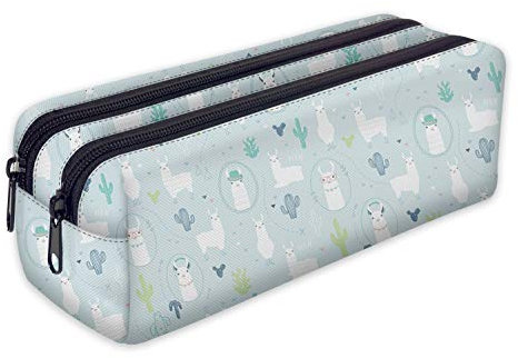 Mäppchen Federtasche Schlamperbox Federmäppchen Schüleretui Stiftemappe mit zwei Reißverschlüssen Lama [107]