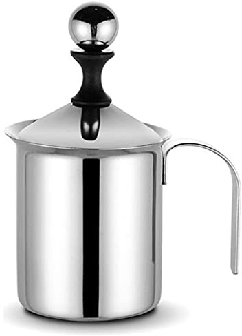 TOSSPER Fouets À Lait, Manuel 400ml Inoxydable De Poche en Acier Fouets À Lait pour Latte Café Chocolat Chaud Café Mousseur Creamer