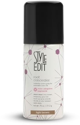 Style Edit Travel Size Root Touch Up Spray | Temporary Hair Color for Gray Roots and Thinning Hair | Salon-Quality, Transfer-Resistant Hair Concealer | Light Brown, 0.75 oz