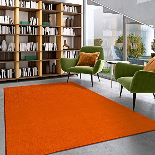Impression Kurzflor-Wohnzimmerteppich - Schlichte Moderne Teppiche für Schlafzimmer, Büro, Flur, Küche, Kinderzimmer - Orange, 60 x 110 cm