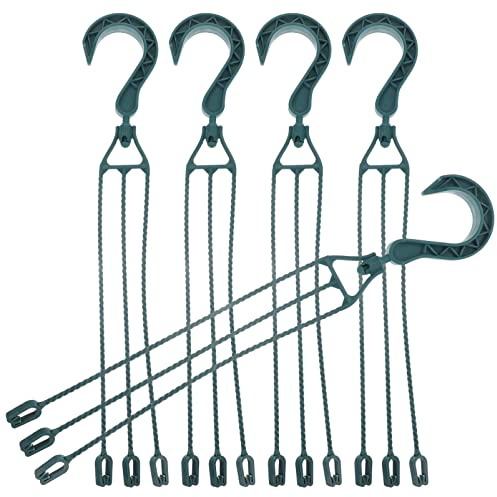 Yardwe 5PCS Plastic Hanging Chains for Planters, 360° Rotatable Hanging Basket Hooks Planter Holder Flower Plant Pot Hangers for Small Flower Pots, Bird Feeders (Green)