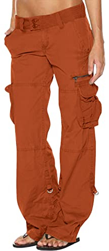SMIDOW Pantaloni cargo a vita bassa da donna, taglia grande, larghi, elasticizzati, a gamba larga, con tasche, stile Y2K, streetwear, militari, XL