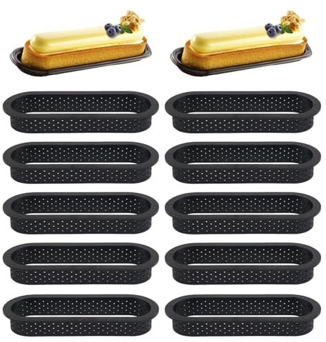 Zasvec Moule à Gâteau Perforé 10 Pièces - Cercle et Ovale en Plastique pour Décoration et Pâtisserie