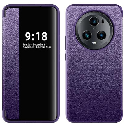 ZORSOME Schutzhülle für Honor Magic 5 Pro Smart Clear View, ultradünn, Leder, Flip Schutzhülle für Honor Magic 5 Pro, Violett