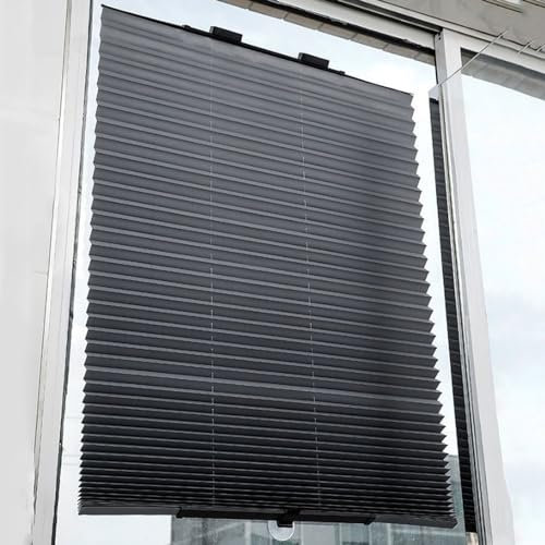 YUJIANHUAA Plissee ohne Bohren,Isolations-Verdunkelungsrollos,Blickdichtes Falt-Rollo,Sonnenschutzrollos,Temporäre Jalousien,mit Saugnäpfen,für Büro Schlafzimmer Auto,Breite×Höhe (70cm x 145cm)