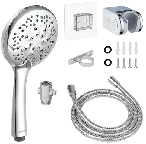 Pommeau de douche pour camping-car avec tuyau, haute pression 7 modes de rechange pour camping-car, van, remorque de voyage, camping-car et bateau, finition chromée