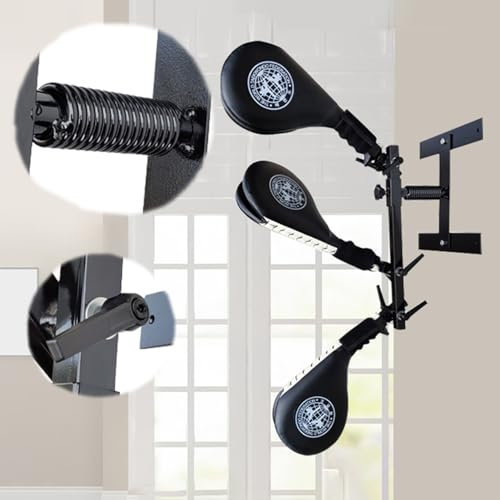 EXCLURA Wing Chun Holzpuppe Wandmontiertes Kampfsportziel mit Feder, Wing Chun Dummies mit Einstellbarem Höhenwinkel, Trainings-Dummy-Ziel für Wandsäule