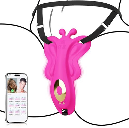 PQKuss Butterfly Vibration für Sie Klitoris Stimulation Leise Auflegevibrator 9 Vibrationsmodi Mini Tragbarer Höschen Vibrator mit APP Fernbedienung mit Gürtel Sexspielzeug für Frauen Paare