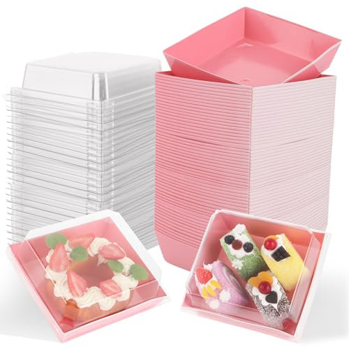 GBACHOOSE 75 cajas de cartón para tartas, 13,5 x 12,5 x 6,5 cm, cajas de cartón para tartas, cupcakes, cajas de transporte para tartas, cajas de cartón con tapa, caja de bento para tartas, sándwiches,