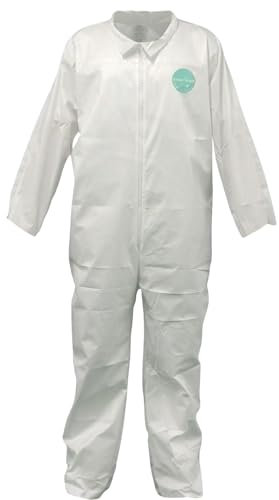 Andes 25 Hazmat Suits, Heavy Duty Paint Suits, Disposable Protective Lab Coveralls with Collar, Non-Elastic Wrists and Ankles (XX-Large)