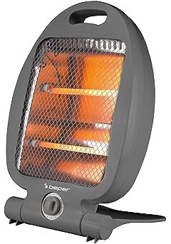 BEPER P203PAN004 Stufa al quarzo, 400/800W, Rapido riscaldamento, 2 Livelli di potenza, 2 Elementi riscaldanti, Funzione Eco, Autospegnimento, Grigio