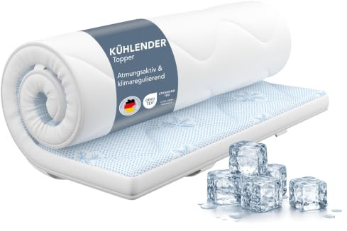 XDREAM Madrasstopp med kyleffekt | andas med kall skumkärna för madrasser upp till 30 cm | Madrassbäddmadrass mot svett | tvättbar 40 grader | lämplig för allergiker | 6 cm hög | 90 x 200 cm