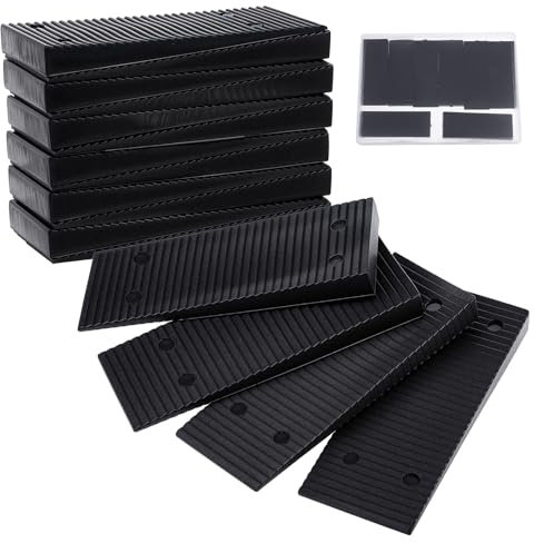 Lnngub 16 cunei in plastica, 8 x 3 cm, cunei di compensazione in plastica, universali, nero, per pavimenti, porte, finestre, vetro, tavoli, armadi