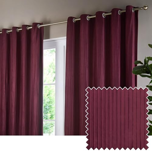 Paoletti Corinthian Velvet Eyelet Curtain Pair - Merlot - 229x229cm