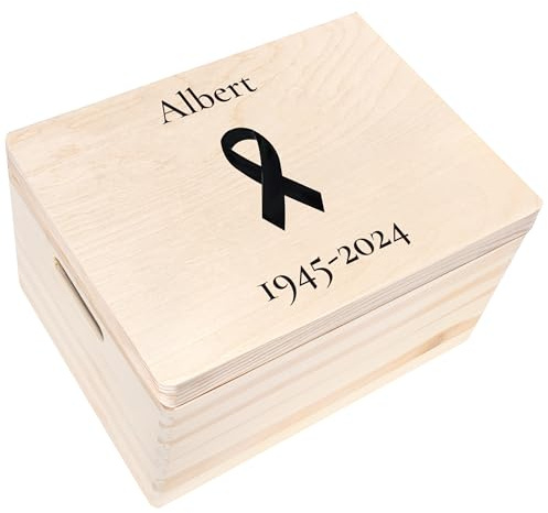 Creative Deco Scatola Commemorativa in Legno Personalizzata | Scatole della Memoria - Personalizzato, Scatola per i Ricordi dei Defunti | Incisione | Stampa a Colori