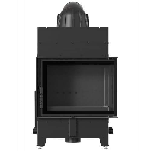 KRATKI Kamineinsatz Floki Links 8 kW Ø160 mm - Stahl, Eckverglasung - BImSchV Stufe 2 &Ecodesign-konform, für Rekuperation, Schwarz