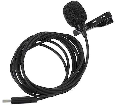 PartyKindom USB-c Lavalier Mikrofon mit Lavalclip für Handy, Schwarz | Ansteckmikrofon für Mobilaufnahmen, Rauschminderung und 360-grad Aufnahme, Tpe Eisen Schaum