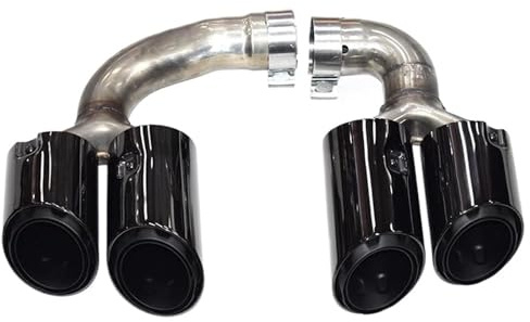 JBPIHZT For Porsche For Cayenne Hybrid 2018 2019 2020-2024 2025 Exhaust Pipe Upgrade GTS Stainless Steel Black Quad Muffler Tip Nozzle(Three layers Black)