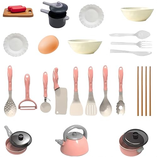 28 mini accessori da cucina, set di accessori per giocattoli da cucina, accessori in miniatura per pentole da cucina pentole e padelle, set da gioco regali