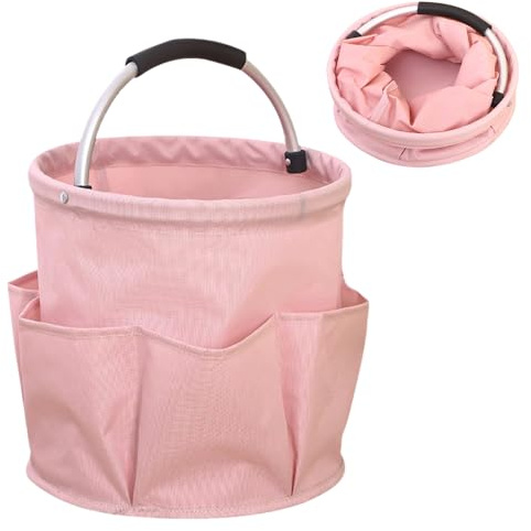 Rppiup Cleaning Caddy with Handle, 28*28CM Cleaning Bags for Domestic Cleaners, Multi Pocket Collapsible Organiser Bag, Foldable Heavy Duty Cleaning Products Organiser for Home Kitchen Bathroom Office
