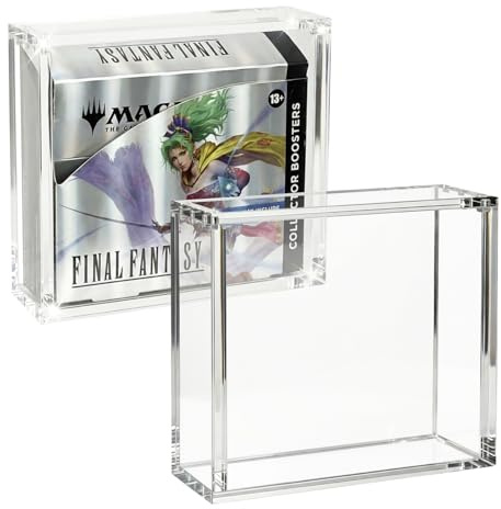 VINJKZQ 2-Pack MTG Collector Booster Box Acrylic Case - 8+5mm Extra Thick UV Resistant & Dustproof Display Protector, Crystal Clear TCG Storage Enclosure with Magnetic Lock