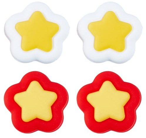 GORGECRAFT 4PCS 2 Colors Star Thumb Grips Cute Silicone Joystick Caps Analog Joy Con Stick Protective Button Cover Compatible with Switch OLED Lite Console Accessories for Gamepad NS